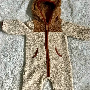 Carters Tan Sherpa Onesie 6mths
